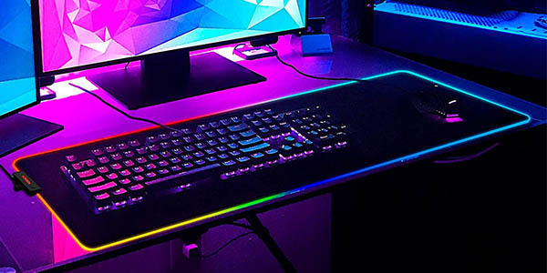 Alfombrilla de ratón gaming XXL VORSCH RGB con 14 modos de luz barato