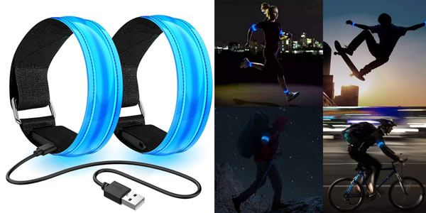 Brazaletes con luz LED para visibilidad nocturna chollo
