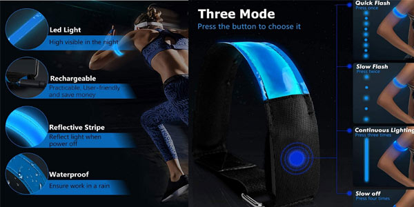 Brazaletes con luz LED para visibilidad nocturna en oferta