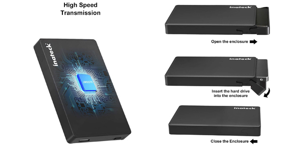 Carcasa externa portátil Inateck USB 3.0 para disco duro o SSD de 2.5" con UASP chollo en Amazon