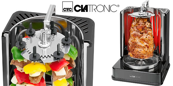 Chollo Parrilla eléctrica Clatronic DVG 3686 de 1400 W para kebabs