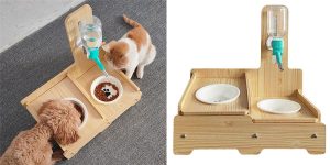 Comedero de madera 2 en 1 Queta para mascotas barato en Amazon