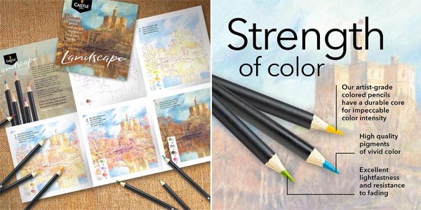 Juego de 24 lápices de colores en estuche de metal Castle Arts Landscape chollo en Amazon