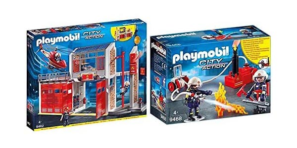 Pack Playmobil City Action 9462 y City Action 9468: Parque de bomberos y Bomberos con bomba barato en Amazon