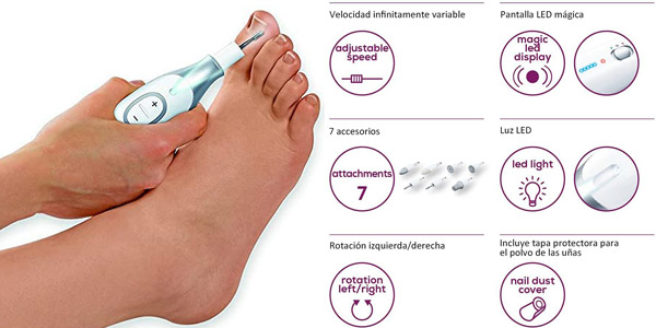 Set de manicura y pedicura Beurer MP 42 con 7 cabezales, velocidad ajustable, luz LED chollo en Amazon