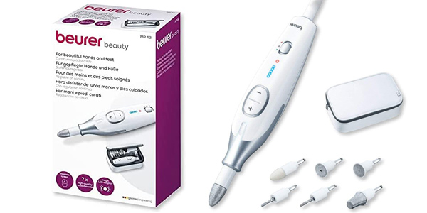 Set de manicura y pedicura Beurer MP 42 con 7 cabezales, velocidad ajustable, luz LED barato en Amazon