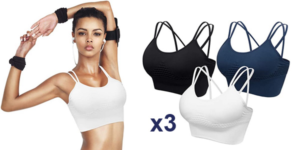 Set x3 Sujetadores deportivos HBselect para mujer baratos en Amazon
