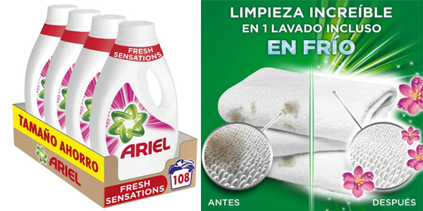 Detergente Líquido 1 Lavada Ariel 40 ml - Los Precios