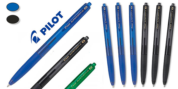 Chollo Pack de 12 bolígrafos Pilot Super Grip azul o negro