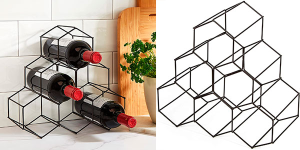 Chollo Botellero hexagonal Compactor de metal para 6 botellas