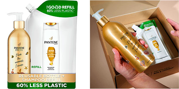 Chollo Kit básico Champú Pantene Pro-V Repara & Protege con botella rellenable