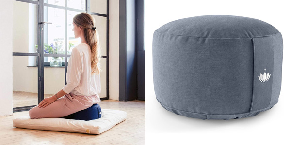 Esterilla de Yoga de trigo sarraceno, Cojín de meditación Zafu Circular,  cómoda, portátil, de algodón, extraíble