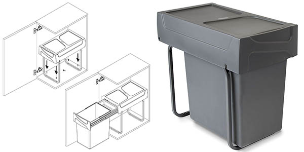 Cubos de basura 30L extraíbles para mueble de cocina