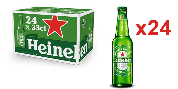 Pack x24 botellas de cerveza Heineken de 330 ml (7920 ml en total) barata en Amazon