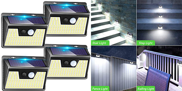 Pack x4 Luces LED solares Nipify para exterior con sensor de movimiento