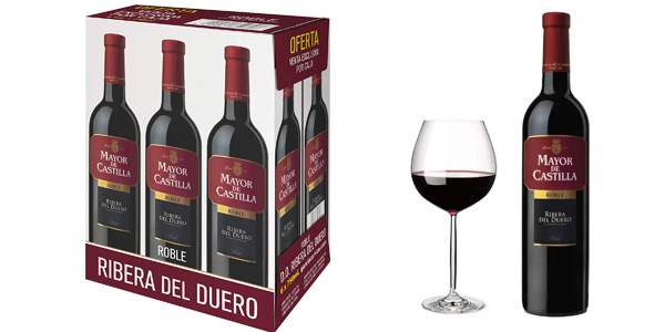 Caja x6 Botellas Vino Tinto Mayor de Castilla Roble D.O. Ribera del Duero de 750 ml chollo en Amazon 