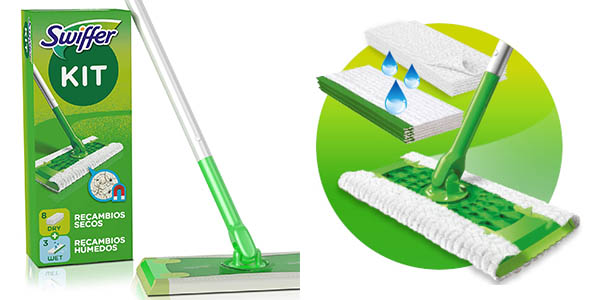 Pack Mopa de suelo Swiffer + 8 paños secos + 3 paños húmedos