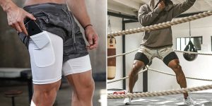 Pantalones cortos deportivos de doble capa Xiha para hombre baratos en AliExpress