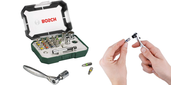 Set x26 accesorios de atornillar Bosch 2607017322 con llave de carraca oferta en Amazon