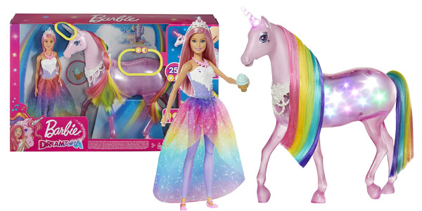 Muñeca Barbie Dreamtopia + unicornio con luces mágicas (Mattel GWM78) barata en Amazon