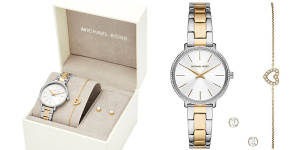 Set Michael Kors Pyper con Reloj de pulsera +pendientes + pulsera para mujer barato en Amazon