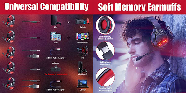 Auriculares gaming BENGOO G9900 con micrófono