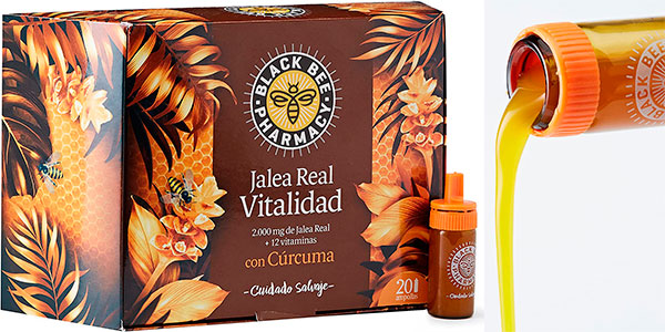Chollo Pack de Jalea Real Black Bee Vitalidad con cúrcuma y 12 vitaminas de 20 ampollas
