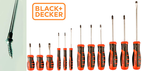 Juego de 12 destornilladores Black & Decker BDHT0-66451 con punta magnética en oferta