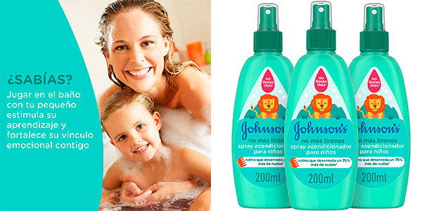 Chollo Pack x3 Spray acondicionador Johnson's Baby No Más Tirones para niños de 200 ml 