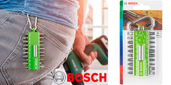 Chollo Set Bosch con 21 puntas para atornillar y mosquetón