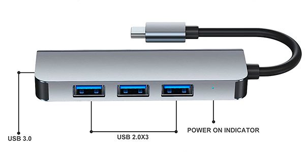 Hub USB-C Btstring 4 en 1 USB 3.0 barato