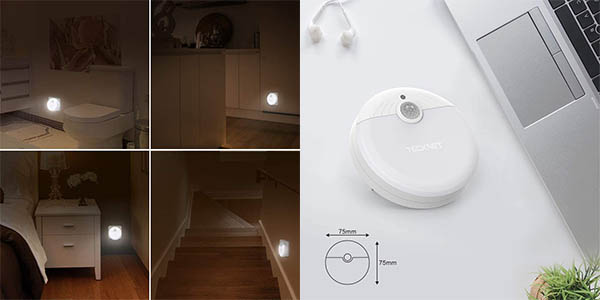Lámpara LED quitamiedos TECKNET con sensor de luz y movimiento