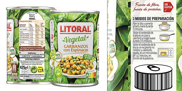 Litoral Vegettal garbanzos espinacas pack ahorro