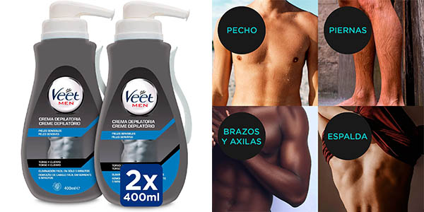 Pack x2 Crema depilatoria Veet for Men pieles sensibles de 400 ml