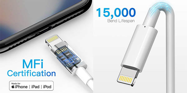 Pack x3 cables Lightning certificados MFI para Apple baratos