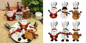 Pack x6 bolsitas de Navidad para colocar cubiertos en la mesa baratas en Amazon