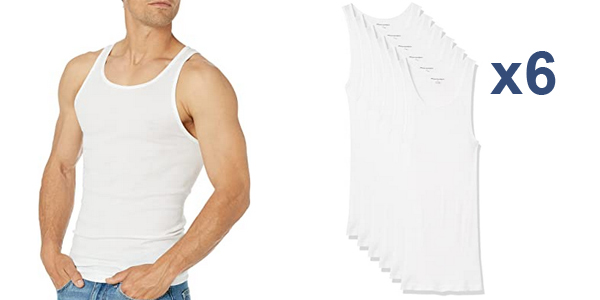 Pack x6 camisetas de tirantes de algodón Amazon Essentials para hombre baratas en Amazon