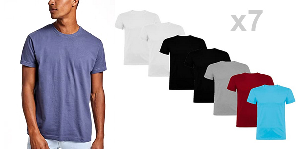 Pack x7 camisetas básicas para hombre VM baratas en Amazon