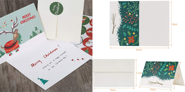 Pack x24 Tarjetas de Navidad Kesote chollo en Amazon