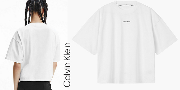 Camiseta de manga corta Calvin Klein Micro Branding Loose tee para mujer en Amazon