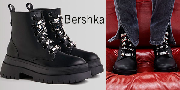 Chollo Botines de plataforma Bershka con adornos metálicos para mujer