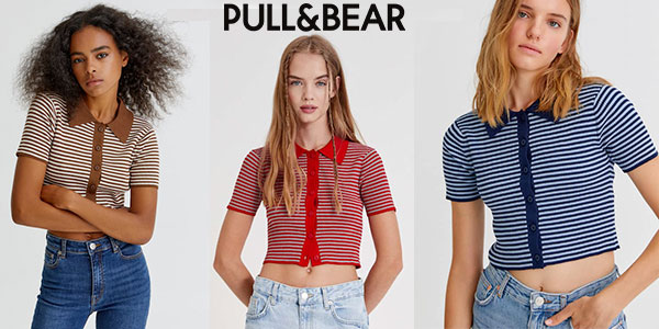 Polo Pull & Bear de canalé de rayas para mujer en varios modelos