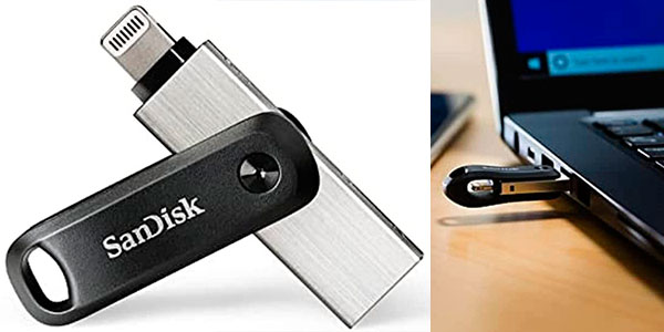 Memoria flash USB SanDisk iXpand Go de 128 GB para iPhone y iPad barata