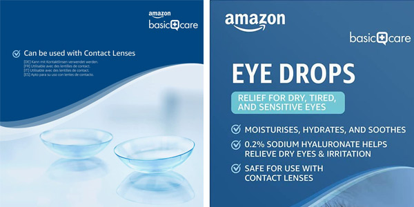 Pack x2 Colirio ocular Amazon Basic Care con hialuronato de sodio en Amazon