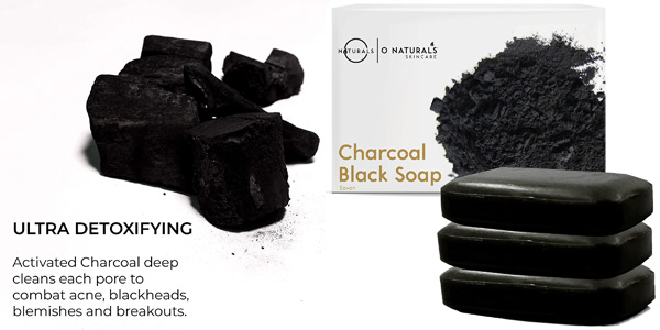 Jabón negro de carbón activo Natural Skincare de 340 g barato en Amazon