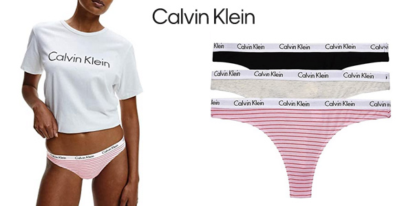 Pack x3 Calvin Klein Tanga para mujer barato en Amazon