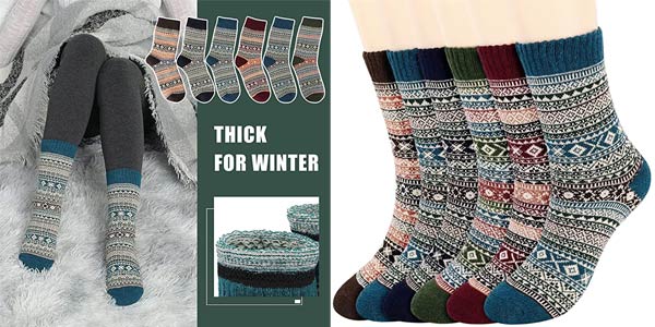Pack x6 Calcetines térmicos de lana Fixget para mujer baratos en Amazon