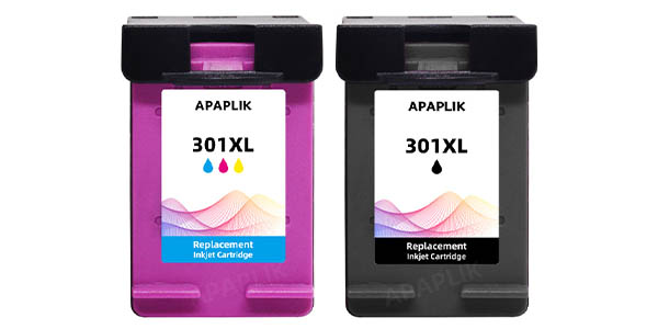 Pack x2 Cartuchos de tinta APAPLIK 301 XL negra y tricolor