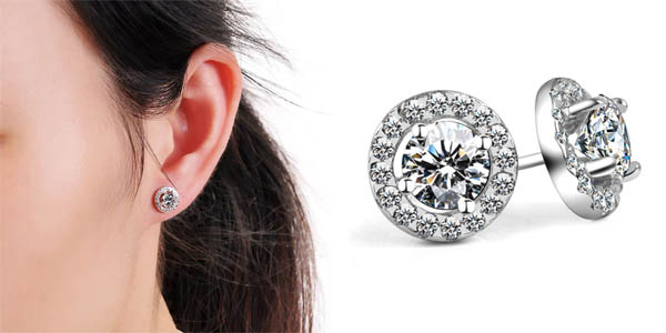 Pendientes en plata de ley 925 con circonitas para mujer