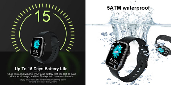 Reloj de pulsera Smartwatch CUBOT C5 con Bluetooth 5.0 en Amazon